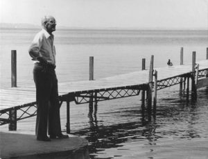 Art Hasler by Hasler Lab boat slip dock. There's still a duck on that dock today.