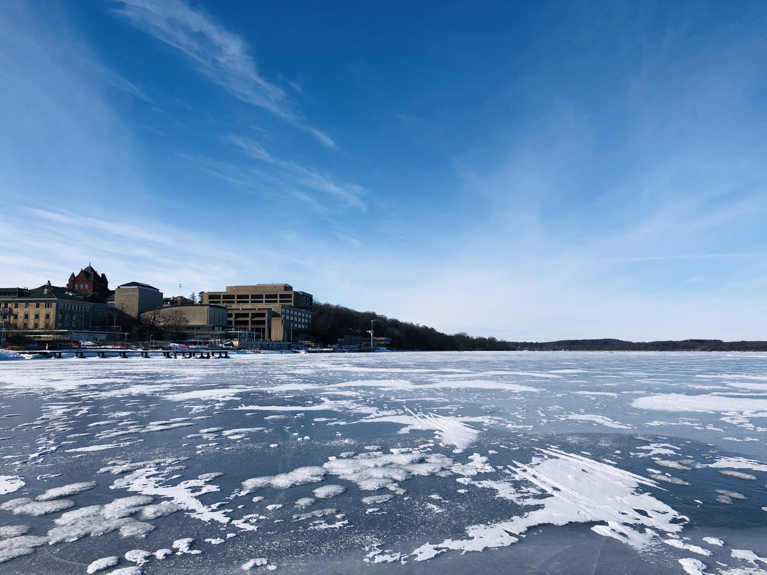Photo of ice covered Lake Mendota