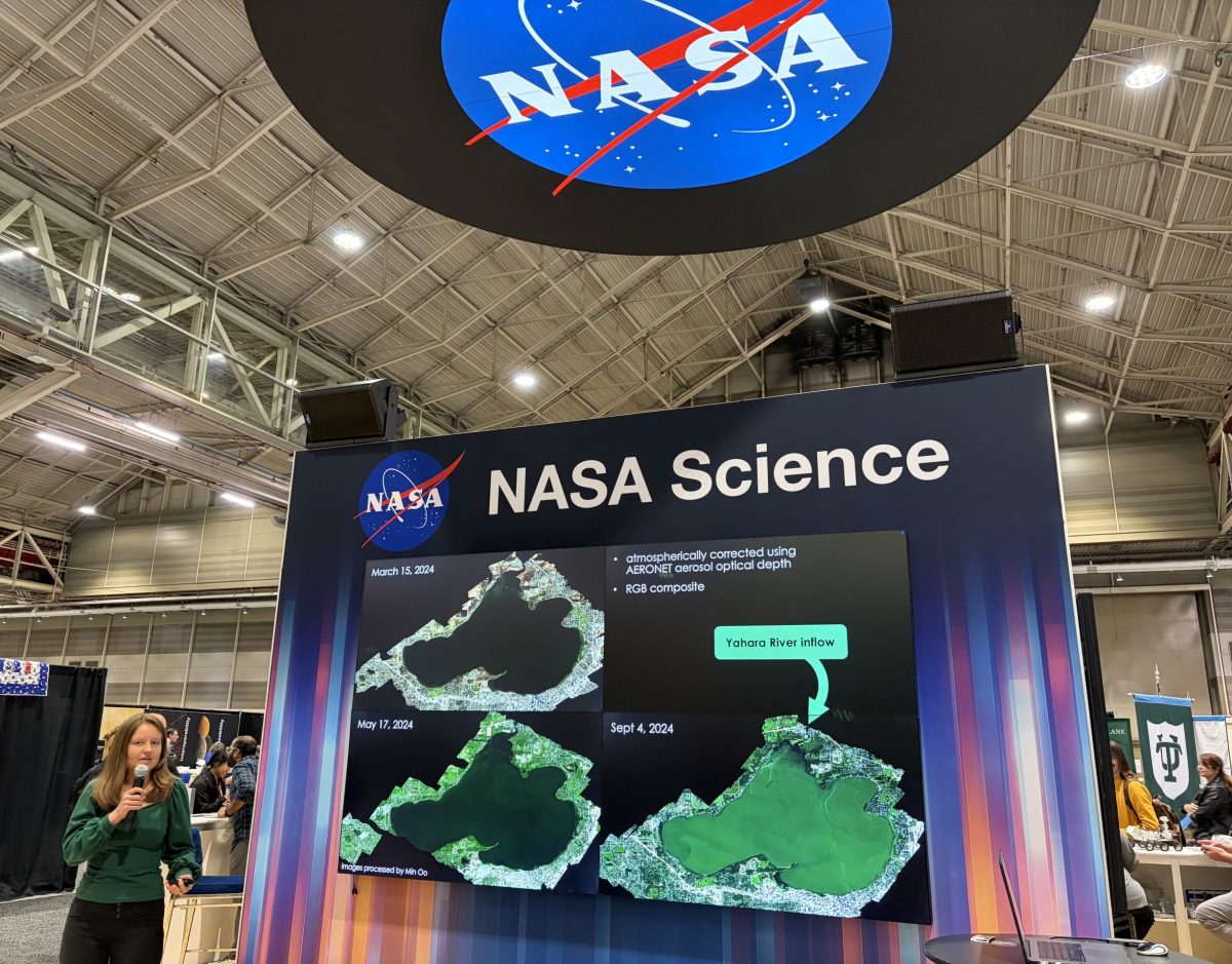 Sophia Skoglund is pictured giving presentation of her research at NASA Science